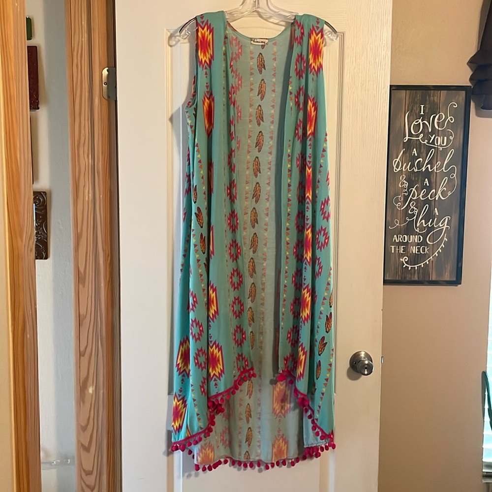 Feather Aztec Print Kimono